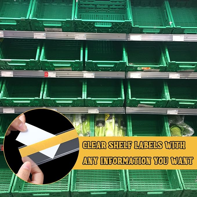 Fainne 100 Pcs 1.25 Inch Shelf Label Strip Holders Plastic Wire Shelf Price Tag - Image 7