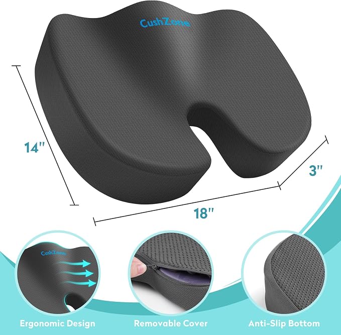 Office Chair Seat Cushion, Cooling Gel Enhanced Memory Foam Cushion - Image 3