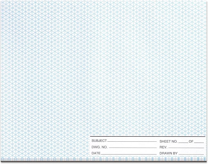 1 Pack 50 Sheets 8.5" x 11" Isometric Graph Paper Pad Landscape by gisgfim