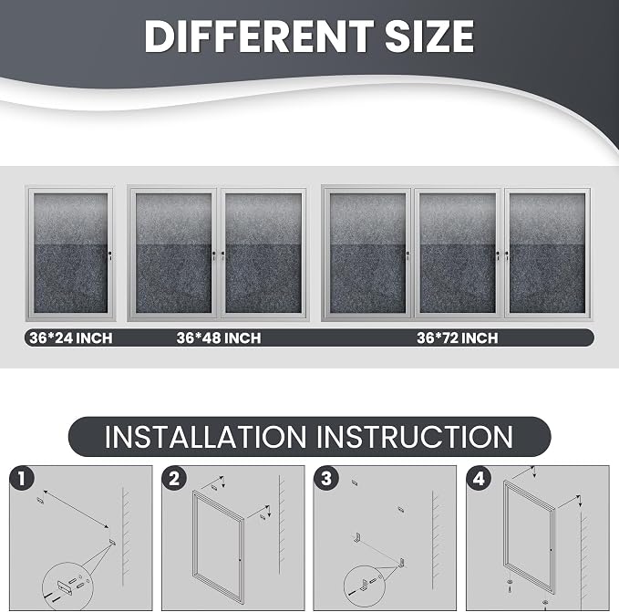 36"x24" Lockable Enclosed Bulletin Board, Outdoor Flet Weather-Resistant - Image 3