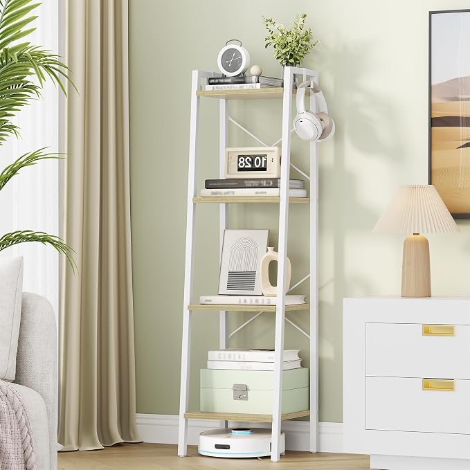 Hzuaneri Ladder Shelf, Bookshelf Bookcase, Freestanding Corner Storage Shelve by Hzuaneri