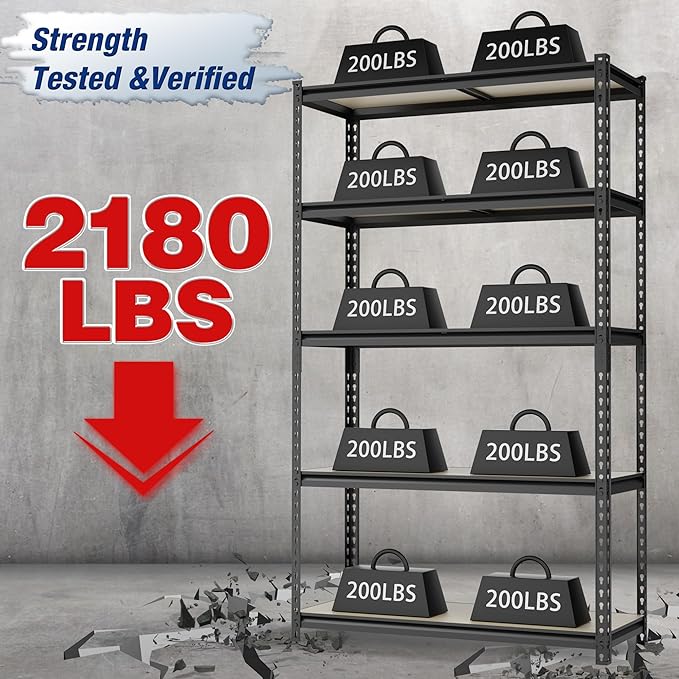 WORKPRO 5-Tier Storage Shelf, for Basement, 35.4”Wx15.7”Dx72”H - Image 3