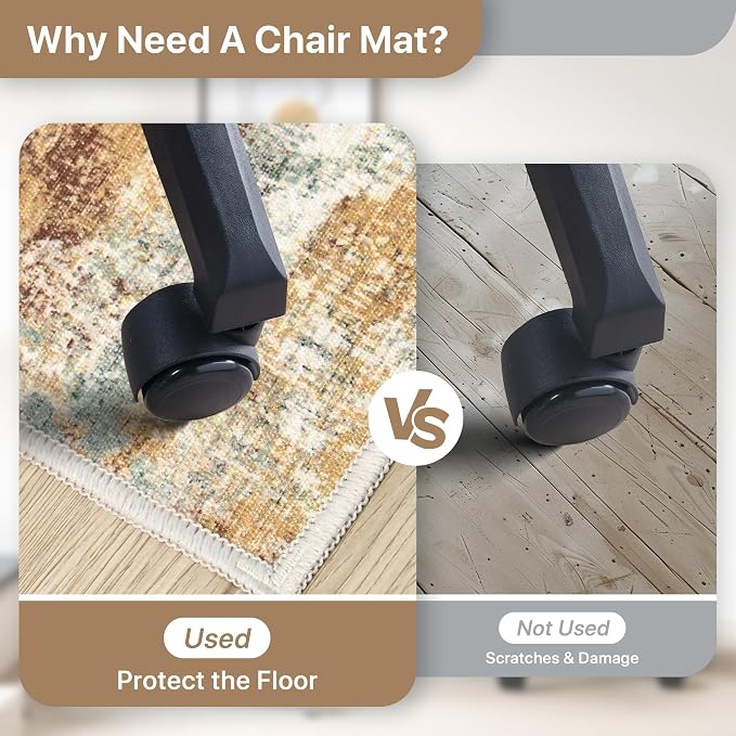 Office Chair Mat for Hardwood Tile Floor, Abstract 48"X 60" Desk Mats for - Image 5