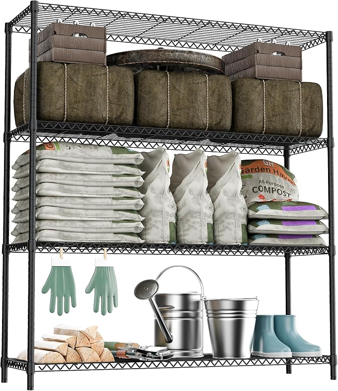M MZG Stand Shelf Wire Rust-Proof Outdoor Storage Shelving 4-Tier Utility by MEIGAOPLASTICANDMETALHKCOLIMITED
