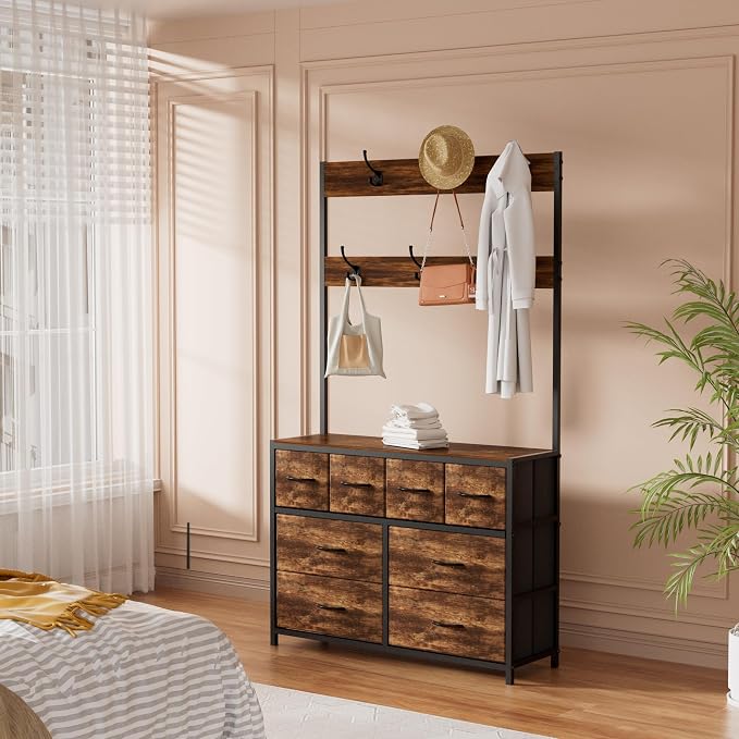 YKVIQBY 8 Drawer Dresser with 6 Double Hooks, 68.9" Tall Closet Organizer and by YKVIQBY