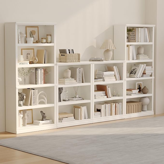blini 3-Shelf Bookcase White Wooden Bookshelves 33in Wide Floor Standing - Image 7