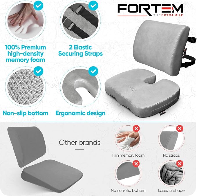 FORTEM Seat Cushion, Office Chair Cushion, Lumbar Support Pillow - Image 7