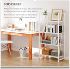 4NM No Assembly Folding Bookshelf Storage Shelves 4 Tiers Vintage Bookcase - Image 3