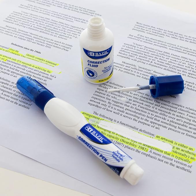 BAZIC Metal Tip Correction Pen & Correction Fluid - Image 3