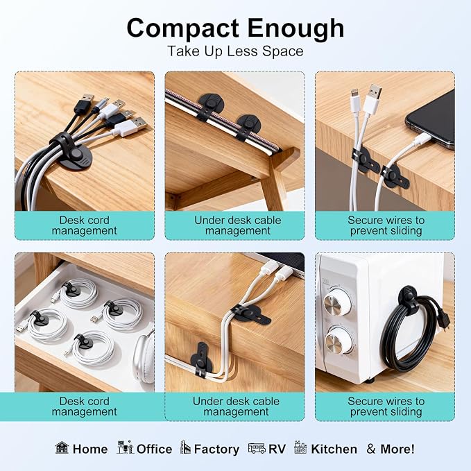 Cable Management Under Desk, 2026 New Upgraded Cord Organizer, Silicone Cable - Image 7