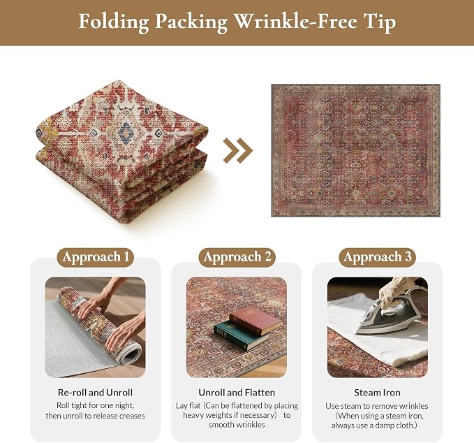 GENIMO 6x9 Area Rugs for Living Room, Machine Washable Non Slip Vintage Rugs - Image 9