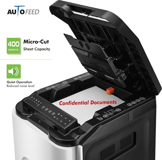 Aurora Commercial Grade 400-Sheet Auto Feed High-Security Micro-Cut Paper - Image 5