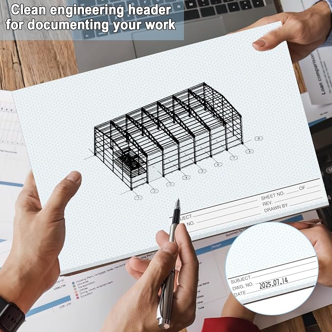 1 Pack 50 Sheets 22" x 17" Isometric Graph Paper Pad Landscape - Image 4