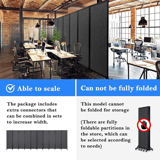 Upgrade Version Room Partition and Divider, Freestanding Rolling Dividers - Image 3