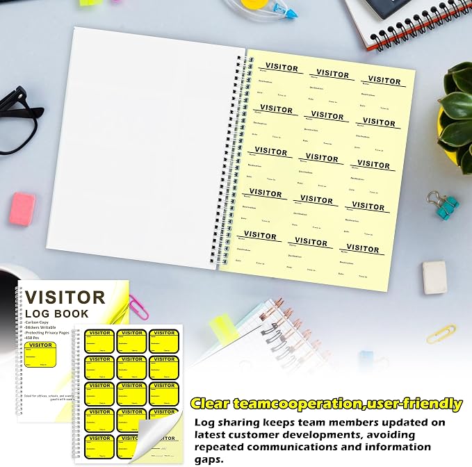 1 Pack Visitor Badges with Carbon Copy Visitor Stickers Letter Size Visitor Log - Image 5