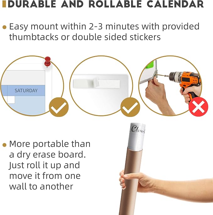 CLEVER CLEAN Large Dry Erase Wall Calendar - Image 5