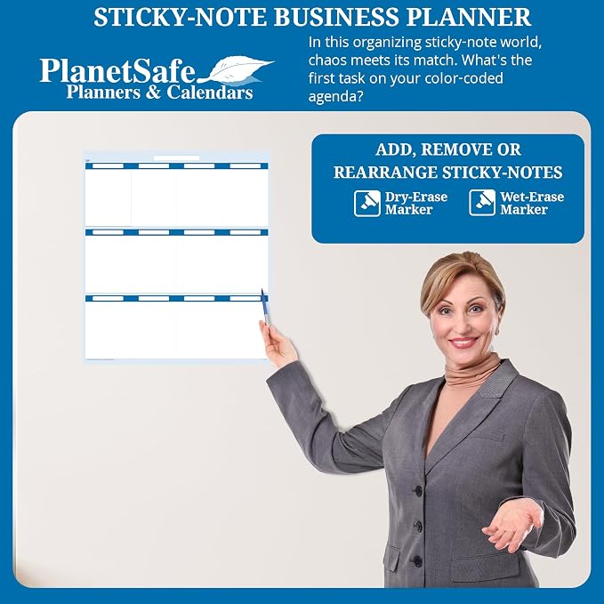 Sky Blue 12 Section Task, Objective and Goals Planning System Vertical 24" Tall - Image 4