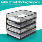 AZFUNN Wire Mesh Letter Trays Paper Tray Desk File Organizer, 2 Pack Stackable - Image 3