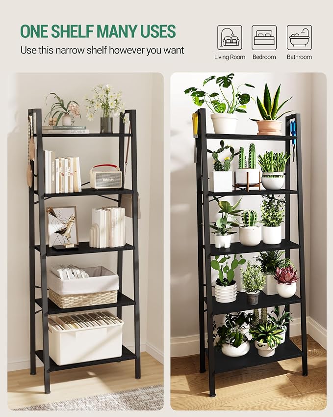 Hzuaneri Ladder Shelf, Bookshelf Bookcase, Freestanding Corner Storage Shelve - Image 4