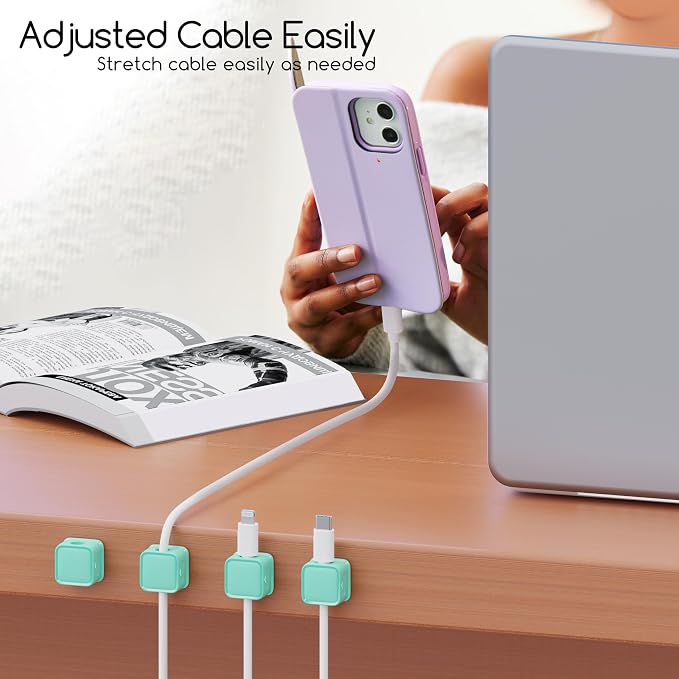 Cord Organizer Holder, 6 Pack Magnetic Desk Cable Clips Management, Hide Phone - Image 4