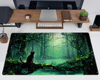 Kawaii Green Forest Desk Pad Mouse Pad Cute Black Cat Desk Mat, XXL Extended - Image 5