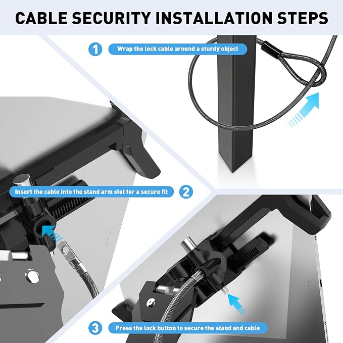 AboveTEK Anti-Theft iPad Kiosk Stand, 360° Swivel POS Tablet Mount - Image 8