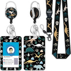 Cute Dinosaur Lanyards for Id Badges, Retractable ID Badge Holder by Giancomics