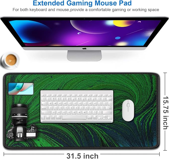 Large Mouse Pad, 31.5x15.7 inch Large Extended Computer Keyboard Mouse Mat - Image 2