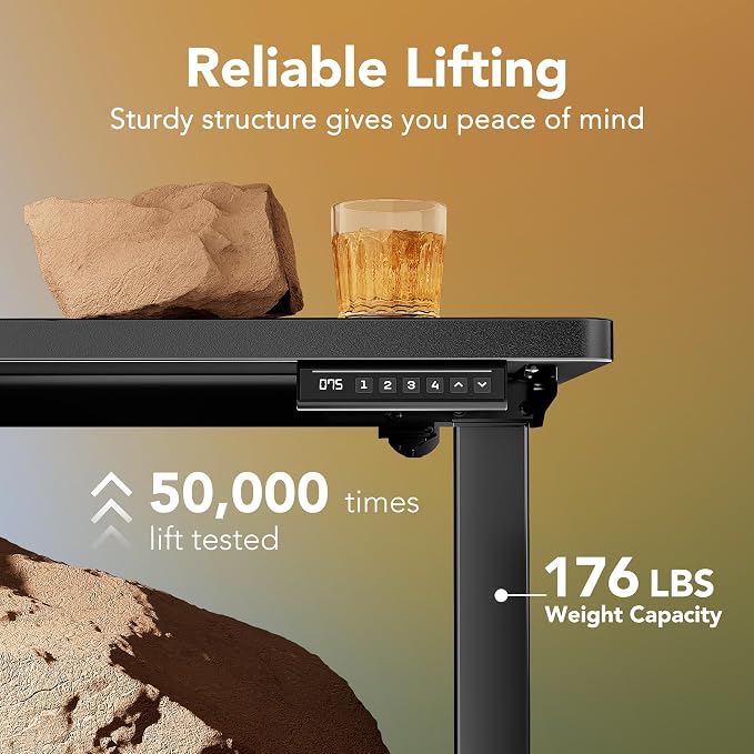 HUANUO 48" x 24" Electric Standing Desk Adjustable Height, 4 Memory Height - Image 6