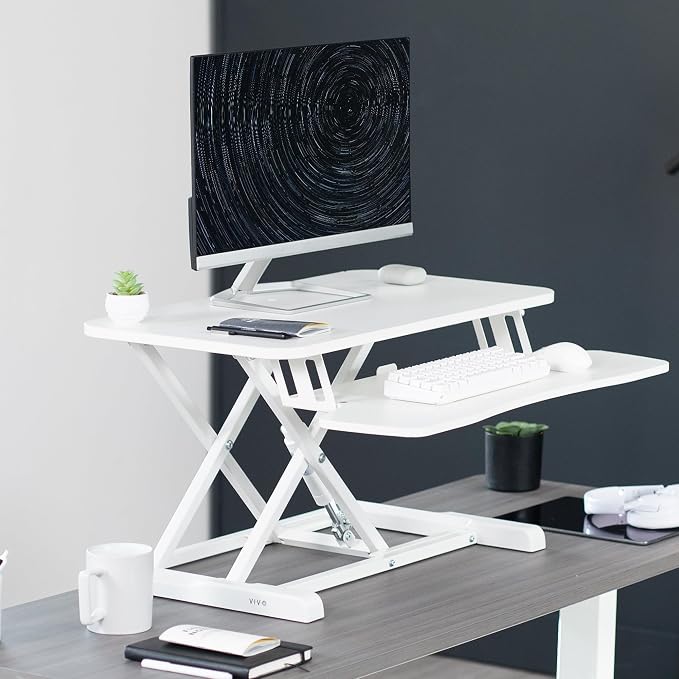 VIVO 28 inch Desk Converter, K Series, Height Adjustable Sit to Stand Riser - Image 2