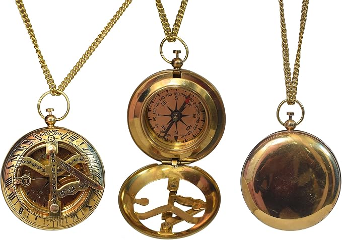 Handcrafted Vintage Brass Sundial Compass – Antique Nautical Sun Clock - Image 4