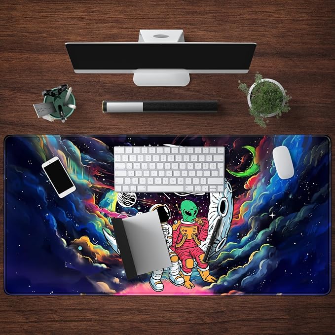 Funny Space Mouse Pad Desk Mat Astronaut Alien Large Gaming Mouse Pads Anime - Image 4