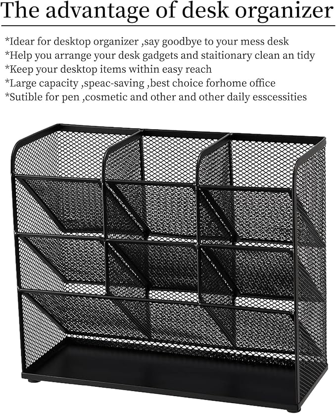 Marbrasse Mesh Desk Organizer, Desktop Stationary Organizer, Storage Rack - Image 6