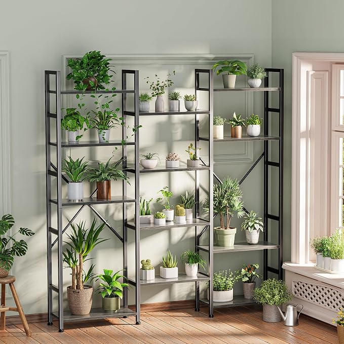 SUPERJARE Triple 5 Tier Bookshelf, Bookcase - Image 2