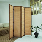 Loomveil 4 Panel Room Divider Folding Privacy Screen, 67 inch Bamboo Panel - Image 4