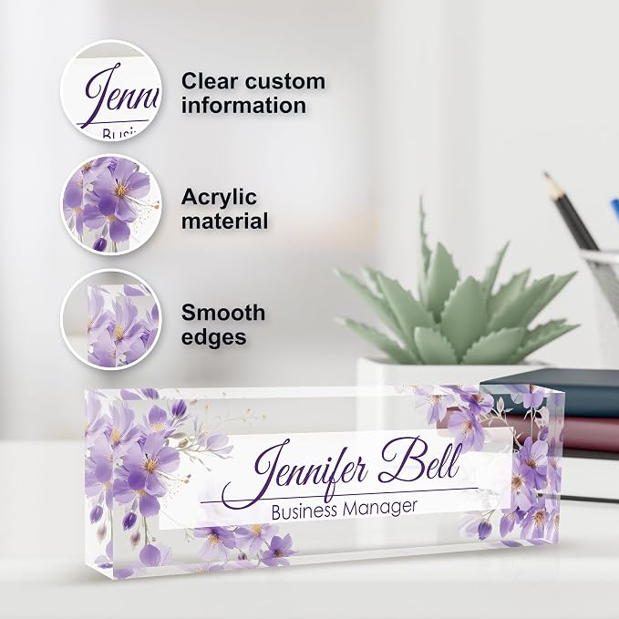 Personalized Name Plate for Desk, Custom Desk Name Plate, Acrylic Name Plate - Image 3