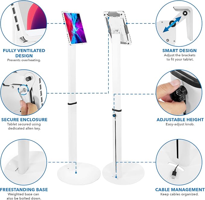Mount-It! Anti-Theft Universal Tablet Kiosk Stand, Fits iPad Pro, Galaxy Tab - Image 3