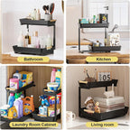 AMEDELE 2 Pack Under Sink Organizer, 2 Tier Pull Out Adjustable Height Under - Image 4