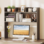 Tangkula Desktop Bookshelf for Computer Up to 32”, 37” Countertop Storage Hutch - Image 2