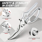 TIVOLI Poultry Shears Silver, Japanese Kitchen Shears Heavy Duty - Image 4