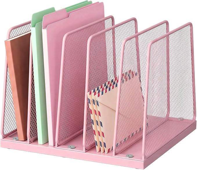LEKETREE Small Desk File Organizer, 5-Section Upright File Sorter, Vertical by RefinedOfficeEasyManagemen
