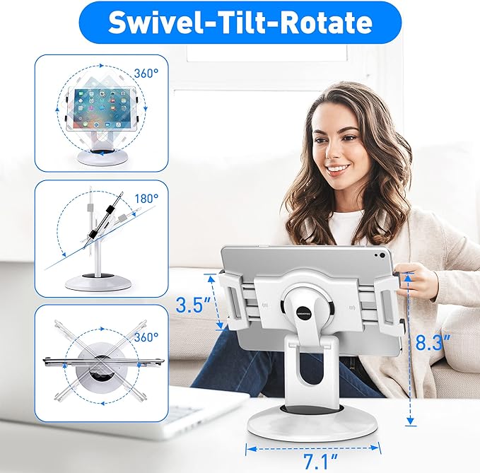 AboveTEK Retail Kiosk iPad Stand, 360° Rotating Commercial POS Tablet Stand - Image 4