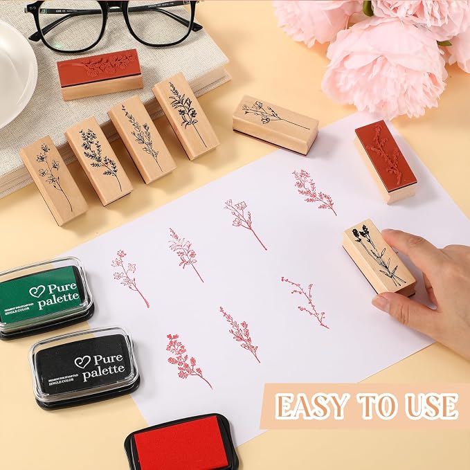 Tenare 8 Pieces Vintage Rubber Stamps Decorative - Image 4