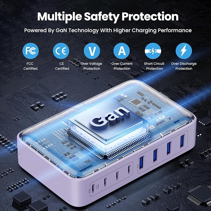 USB C Charger 200W USB C Charger Block GaN III 8-Port Fast Charging Station PD - Image 3