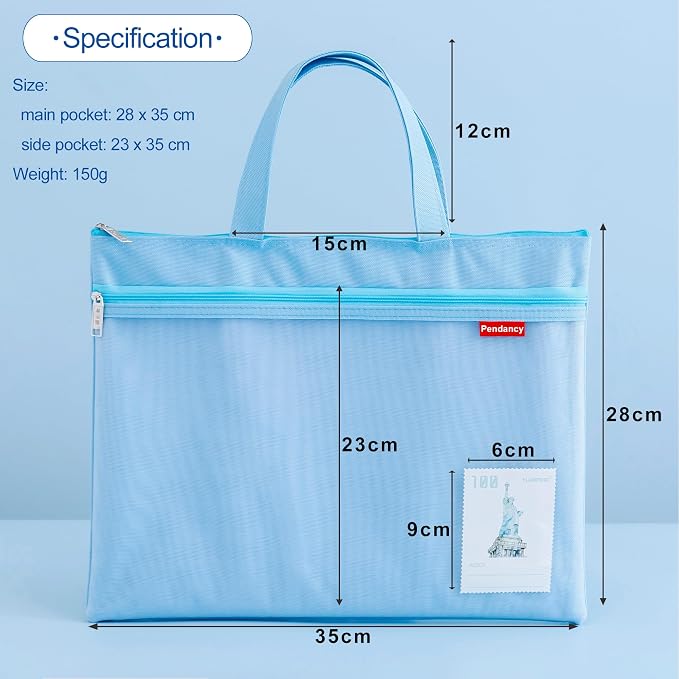 Pendancy Mesh Zipper Pouch 11x13.7 in, A4 Size Foldable Document Storage - Image 2