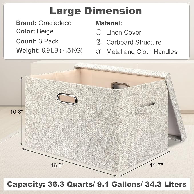 Graciadeco Large Quart Collapsible Stackable Storage Bins - Image 2