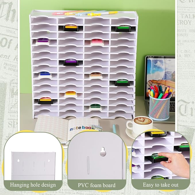 Sunnychicc 2 Pack 60 Grids Ink Pad Storage Holder Stamp Organizer, Ink Pad - Image 4