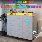 Welfuturer White Dresser with LED Lights and Charging Station - Image 4