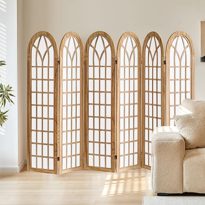 Asnefeli 6 Panel Japanese Room Divider, Shoji Style Partition Divider, Fully by AsNefeli