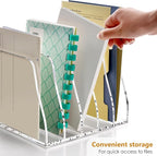 SANRUI Acrylic Desk File Organizer, 5 Vertical Compartments Clear Magazine File - Image 6
